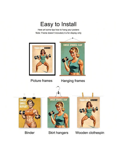 Empower Your Space: Set of 3 Unframed Vintage Women's Bodybuilding Art Posters