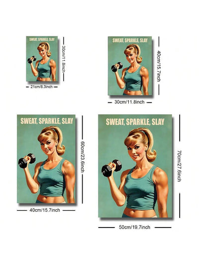 Empower Your Space: Set of 3 Unframed Vintage Women's Bodybuilding Art Posters