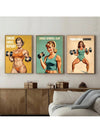 Empower Your Space: Set of 3 Unframed Vintage Women's Bodybuilding Art Posters