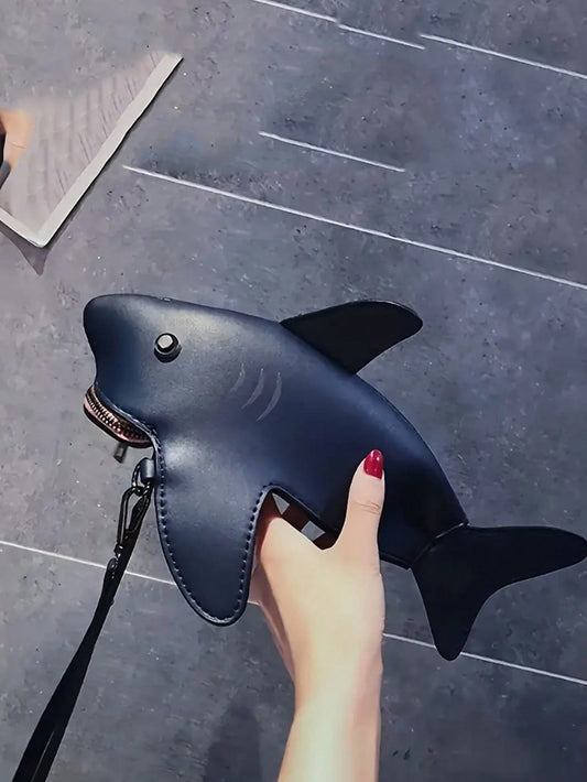 Whimsical Shark Crossbody Bag: Cute Stuffed Animal Design for Trendy Women!