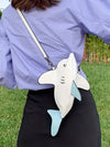 Whimsical Shark Crossbody Bag: Cute Stuffed Animal Design for Trendy Women!