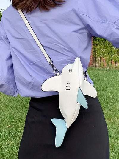 Whimsical Shark Crossbody Bag: Cute Stuffed Animal Design for Trendy Women!