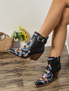 Vintage Charm: Embroidered Metal Buckle High Heel Boots for Chic Comfort