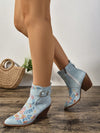 Vintage Charm: Embroidered Metal Buckle High Heel Boots for Chic Comfort