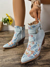 Vintage Charm: Embroidered Metal Buckle High Heel Boots for Chic Comfort