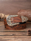 Chic Vintage Leopard Print PU Leather Waist Belt with Metal Buckle for Women