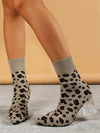 Chic Striped Elastic Ankle Boots with Elegant Crystal Heels - Western Cowgirl Style in Apricot