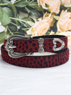 Chic Wine Red Y2K Leopard Print Luxury Belt – Elevate Your Dress Style