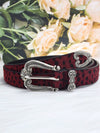 Chic Wine Red Y2K Leopard Print Luxury Belt – Elevate Your Dress Style