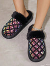 Sparkling Comfort: Glitter-Embellished Slip-On House Slippers with Warm Lining