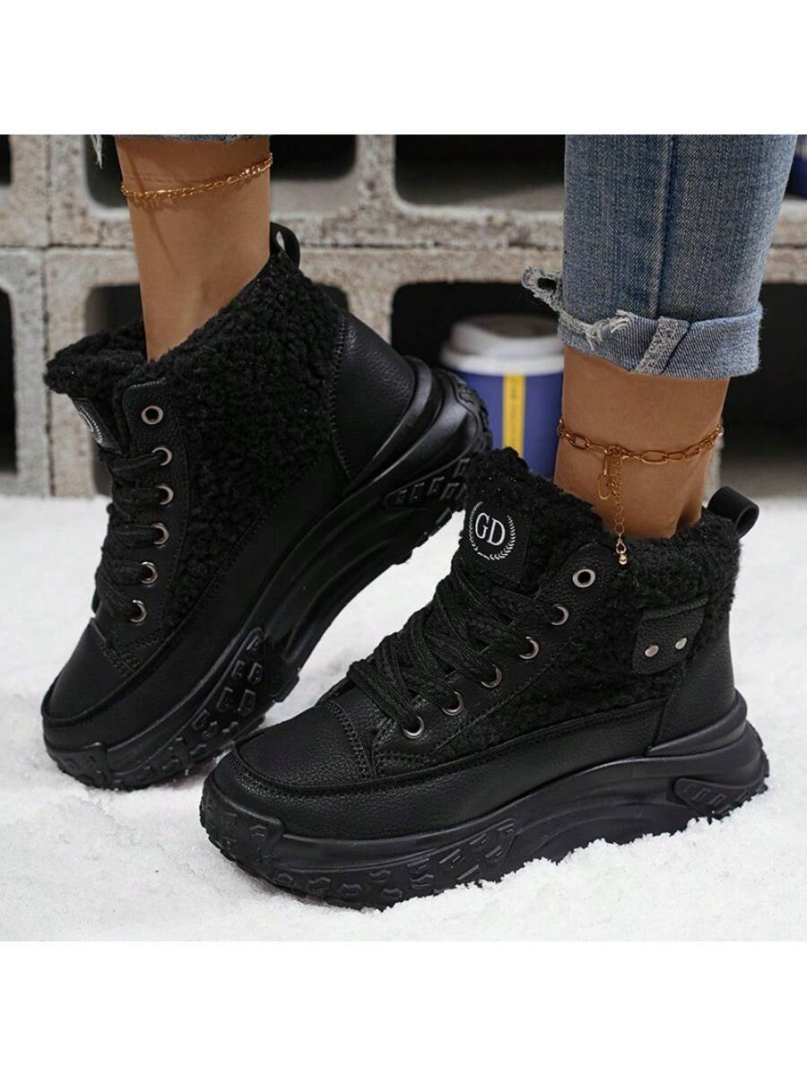 Step into winter wonderland with these Plush Lace-Up Snow Boots designed just for you! Featuring a cozy, plush interior and a thick, sturdy sole, they keep your feet warm and comfy while you conquer icy sidewalks in style. The playful lace-up design adds a fun twist to cold-weather essentials, making every step a cozy adventure. Perfect for snowy days and chilly nights, these boots bring warmth, traction, and a dash of flair to your winter wardrobe.