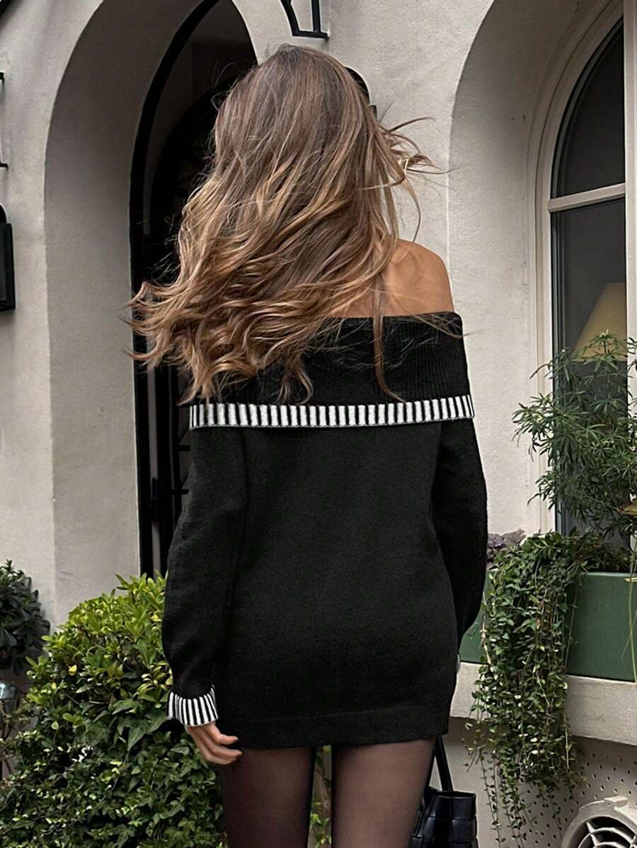 Step into cozy chic with this off-shoulder loose sweater dress designed to keep your fall days effortlessly stylish. Its relaxed fit lets you move freely while the soft knit wraps you in warmth. Perfect for casual outings or lounging with friends, this dress adds a playful touch to your autumn wardrobe. Show off a hint of shoulder and embrace the season in comfort and flair!