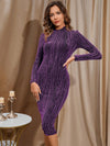 Chic Elegance: Women's Glitter Stand Collar Bodycon Dress for Autumn