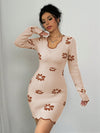 Chic Floral Knit Sweater Dress - Perfect Blend of Comfort and Elegance