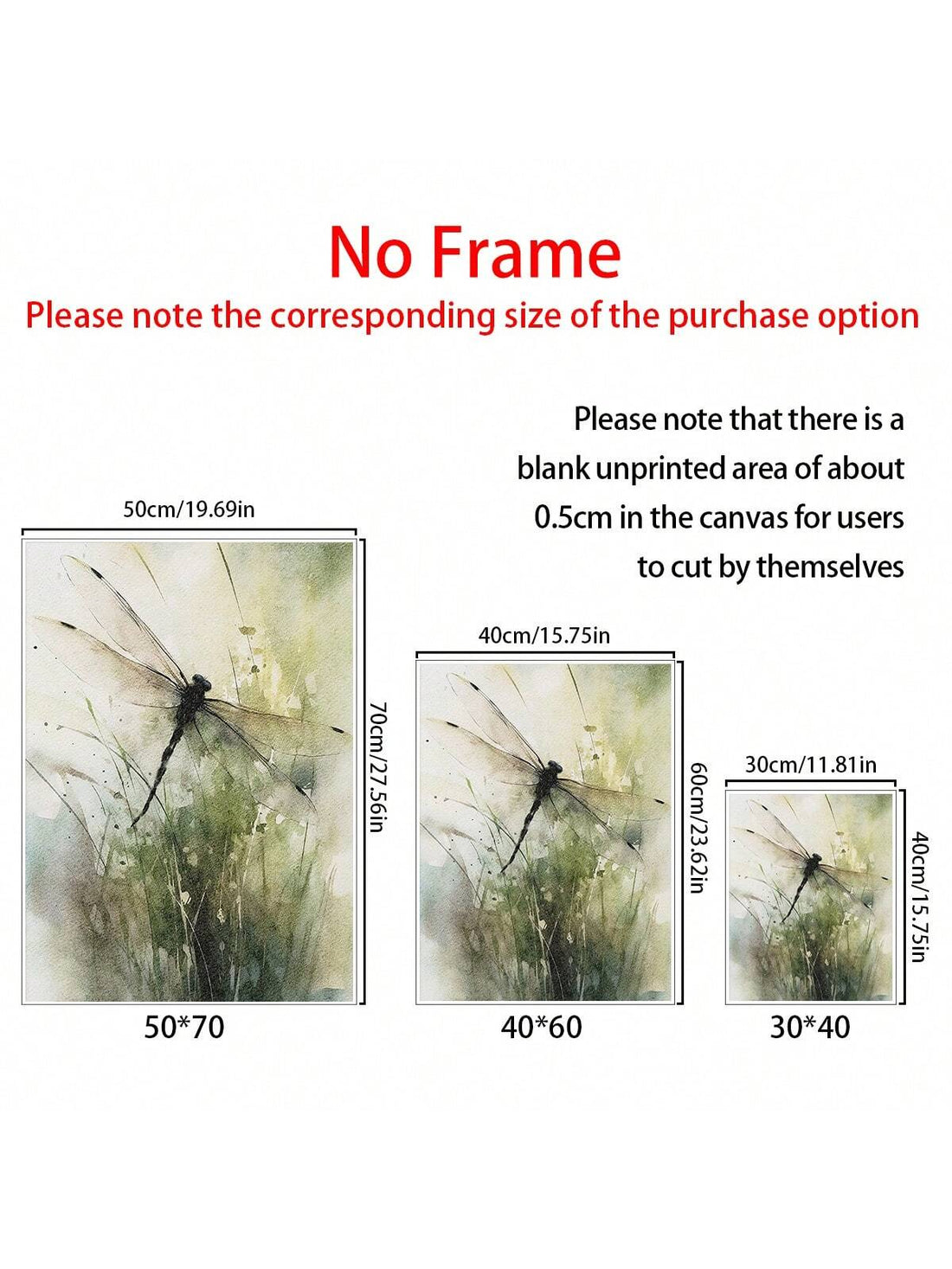Add a splash of whimsy to any room with this charming 3-piece dragonfly watercolor canvas set. Unframed for easy customization, each delicate illustration brings a touch of nature’s playful spirit to your home or office. Brighten your walls with these fluttering friends and let their lighthearted beauty inspire your day.