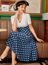 Chic Vintage Polka Dot Swing Dress - Elegant Black & White V-Neck Collared Style for Effortless Summer Sophistication