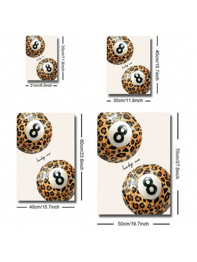 Funky Leopard Print Lucky 8 Pool Ball Poster (No Frame) - Trends Meet Minimalism in Y2K-Inspired Wall Art