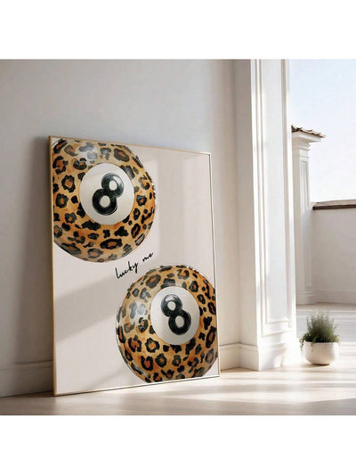 Funky Leopard Print Lucky 8 Pool Ball Poster (No Frame) - Trends Meet Minimalism in Y2K-Inspired Wall Art