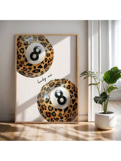 Funky Leopard Print Lucky 8 Pool Ball Poster (No Frame) - Trends Meet Minimalism in Y2K-Inspired Wall Art