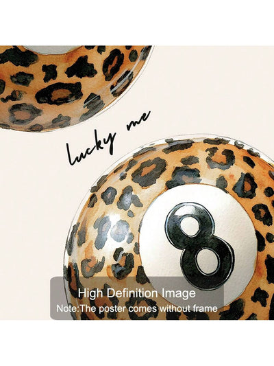 Funky Leopard Print Lucky 8 Pool Ball Poster (No Frame) - Trends Meet Minimalism in Y2K-Inspired Wall Art