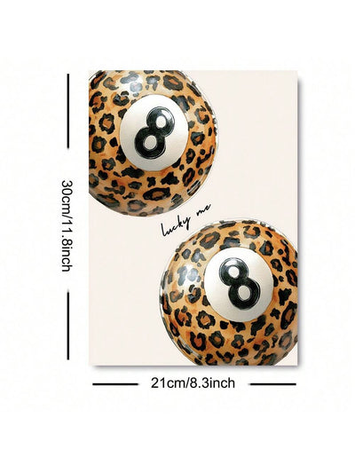 Funky Leopard Print Lucky 8 Pool Ball Poster (No Frame) - Trends Meet Minimalism in Y2K-Inspired Wall Art