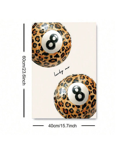 Funky Leopard Print Lucky 8 Pool Ball Poster (No Frame) - Trends Meet Minimalism in Y2K-Inspired Wall Art