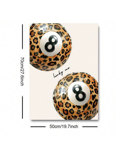 Funky Leopard Print Lucky 8 Pool Ball Poster (No Frame) - Trends Meet Minimalism in Y2K-Inspired Wall Art