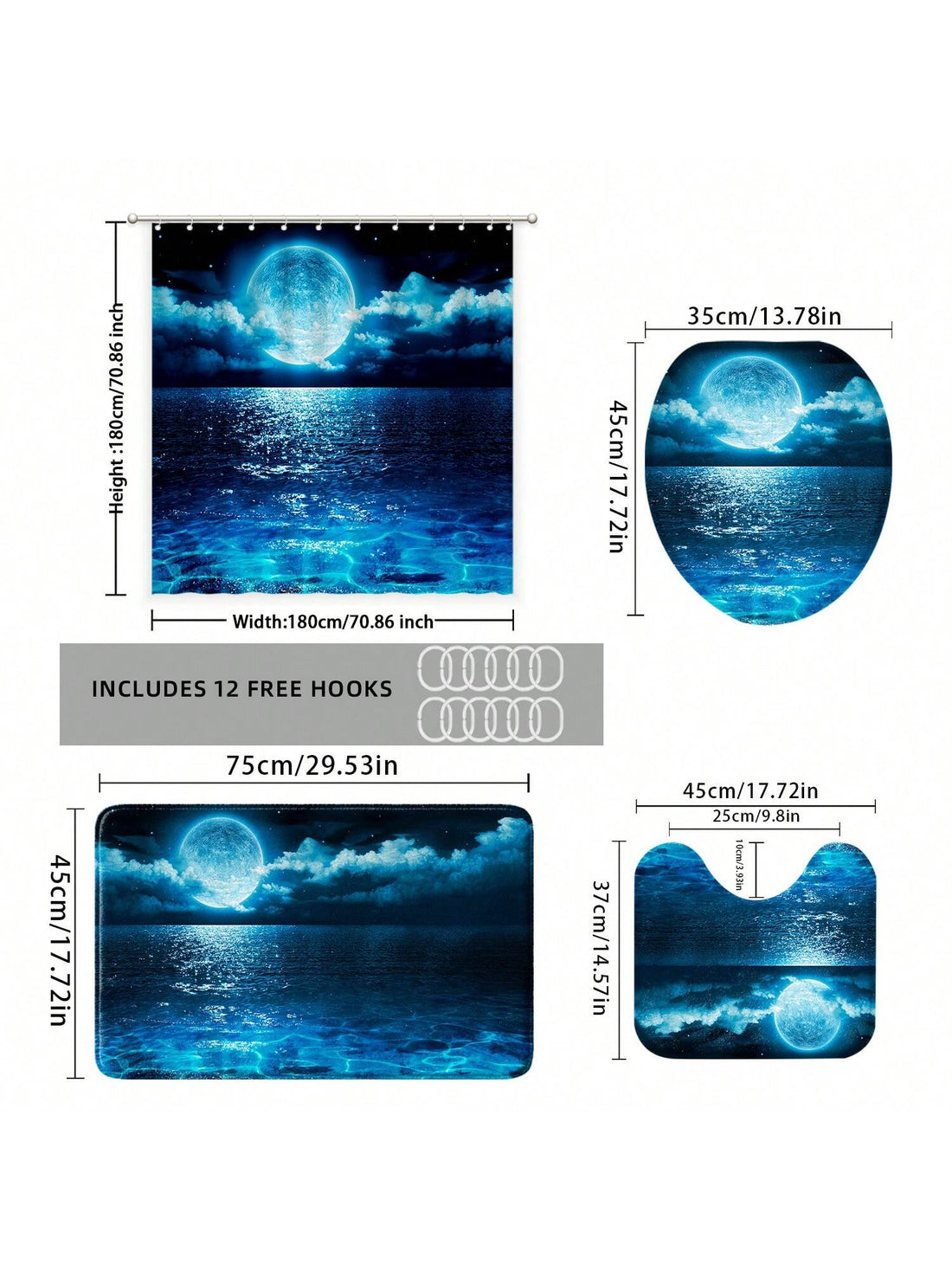 Bring a splash of whimsy to your bathroom with this Modern Minimalist Shower Curtain Set! Featuring a charming sea moon pattern, it adds a playful touch while keeping things sleek and simple. The waterproof accessories ensure your space stays dry and fresh, making bath time both fun and functional. Perfect for those who love a little ocean magic with their modern style!