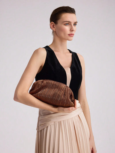 Chic & Versatile Plisse Clutch Bag: Premium PU Leather for Effortless Elegance