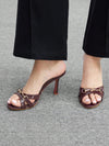 Chic Elegance: Brown Stiletto Mule Sandals with Metal Accents for Any Occasion