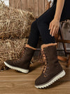 Chic & Cozy Women's Reversible Mid-Calf Snow Boots – Fleece-Lined & Lace-Up for Ultimate Winter Style