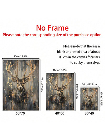 Elegant Framed Abstract Deer Canvas Art – Luxurious Wall Décor for Living Room and Bedroom