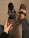 Chic French-Inspired Bow Detail Soft Leather Low Heeled Flats