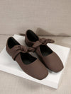 Chic Bow-Accent Soft Leather Square-Toe Flats for Effortless Spring/Summer Style