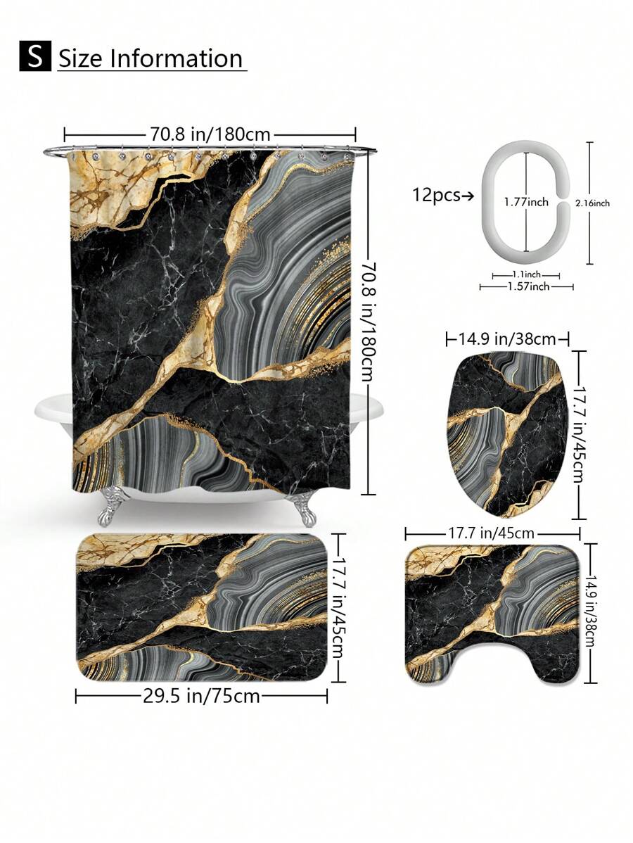 Transform your bathroom into a chic retreat with this Elegant Black Marble Shower Curtain Set! Featuring striking gold accents, this set includes a stylish shower curtain, a cozy rug, and matching toilet accessories to tie the whole look together. It’s the perfect way to add a splash of luxury and a dash of fun to your daily routine. Who knew bathroom décor could be this fabulous?