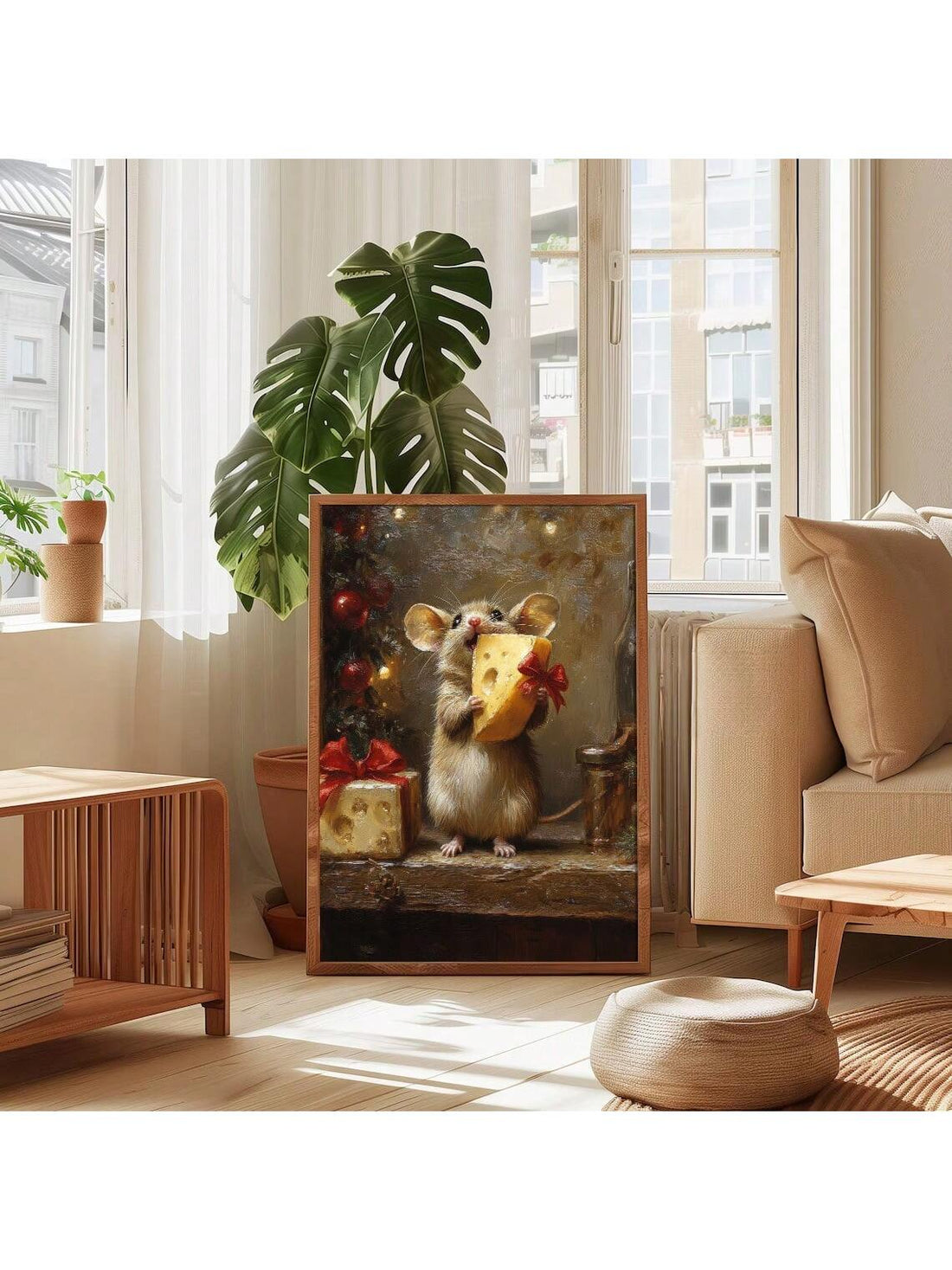 Bring holiday cheer to your walls with this whimsical Christmas Mouse Art Print! Featuring a charming vintage-inspired design, this playful poster captures the festive spirit with rustic appeal. Perfect for adding warmth and character to any room, it's an ideal gift for animal lovers and holiday enthusiasts alike. Whether you're decorating your home for the season or searching for a unique present, this delightful print brings joy and nostalgia to your space. Frame it, display it, and let this cheerful mous