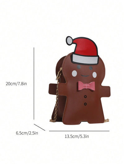 Festive Charm: Gingerbread Man Asymmetric Shoulder Bag - Perfect Christmas Gift