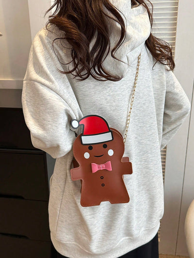 Festive Charm: Gingerbread Man Asymmetric Shoulder Bag - Perfect Christmas Gift