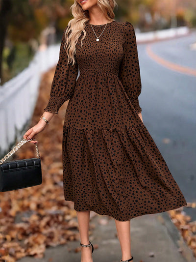 Chic Polka Dot Puff Sleeve Casual Dress for Effortless Autumn Style