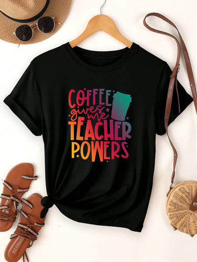 Teacher Power Sunflower Tee: Casual Short Sleeve T-Shirt for Inspiring Educators