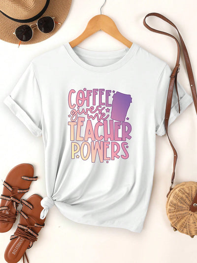 Teacher Power Sunflower Tee: Casual Short Sleeve T-Shirt for Inspiring Educators