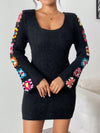 Chic & Colorful Embroidered Sweater Dress for Effortless Daily Style