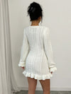 Chic Elegance: Elenzya Ruffled Hem Fitted Mini Sweater Dress for Effortless Autumn Styling