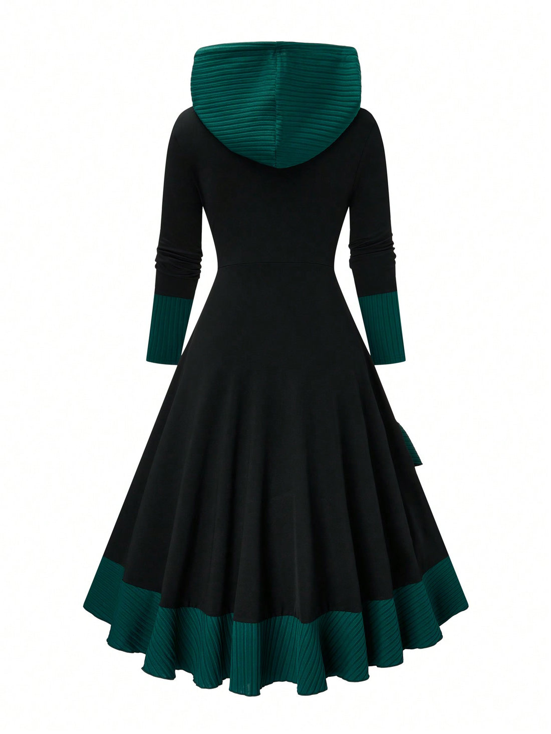 Casual Chic: Solid Color Patchwork Zipper Hoodie Dress for Effortless Style