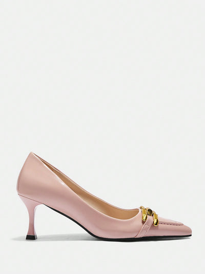 Chic Minimalist Metallic-Accent Pointed Toe High Heel Pumps for Effortless Elegance