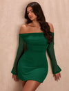 Autumn Khaki One-Shoulder Pleated Mini Dress - Elegant & Sexy Knitted Jacquard Design