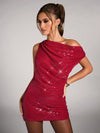 Radiant Red Sequin Mini Dress – Perfect for Parties, Concerts, and Holiday Celebrations!