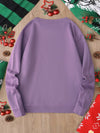 Cozy Christmas Vibes: Women's Long Sleeve Purple Sweatshirt with Festive Tree Print