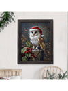 Whimsical Christmas Owl Wall Art - Quirky Holiday Decor for Animal Lovers (Unframe)