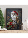 Whimsical Christmas Owl Wall Art - Quirky Holiday Decor for Animal Lovers (Unframe)